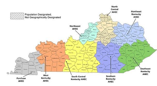 KY AHEC Regional center distribution map