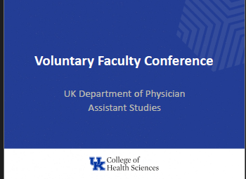 Title slide for Physician Assistant breakout session presentation for Voluntary Faculty Conference 2024.