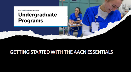 Title slide for Undergraduate Programs Getting Started with the AACN essentials presentation for nursing breakout session at the voluntary faculty conference