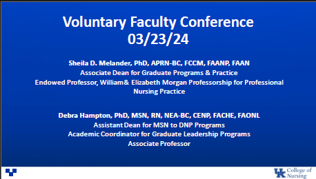 Voluntary Faculty Conference 2024 Nursing updates title slide